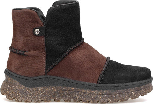 D25KB-4090 Kadın Hakiki Nubuk Deri Düz Bot Siyah