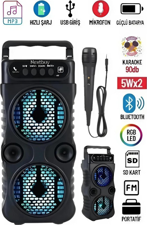 Bluetooth Hoparlör Parti Hoparlörü Kablosuz Speaker Ledli Ses Bombası Usb Sd Kart Girişli