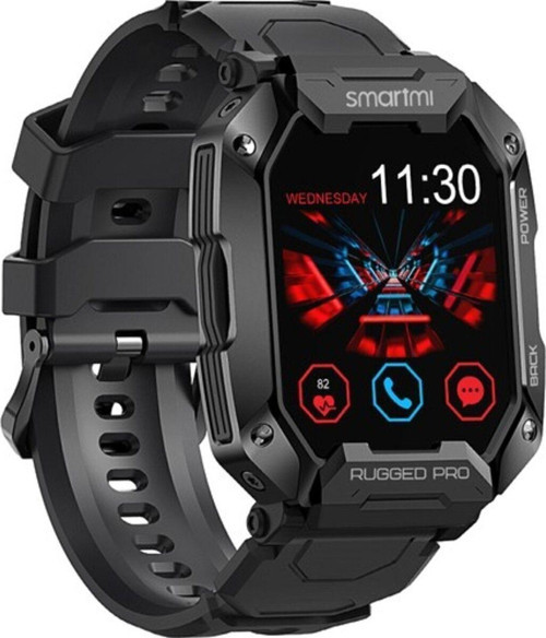 Rugged Pro Akıllı Saat Siyah (Tansiyon Ölçme, Bluetooth Arama, Hoparlör)