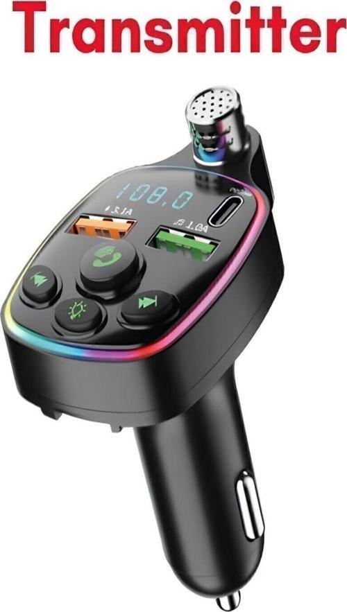 Bluetooth Araç Kiti Araç Fm Transmitter Usb Type-C Mp3 Sd Kart Flash Için Uygun Pd Çakmaklık Girişli