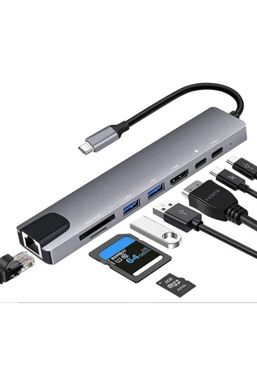Macbook Pro Air Usb Type-C Hub Dönüştürücü Çevirici Çoklayıcı Usb Hdmı Micro Sd Girişli