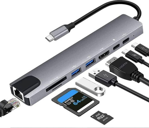 Macbook Pro Air Usb Type-C Hub Dönüştürücü Çevirici Çoklayıcı Usb Hdmı Micro Sd Girişli
