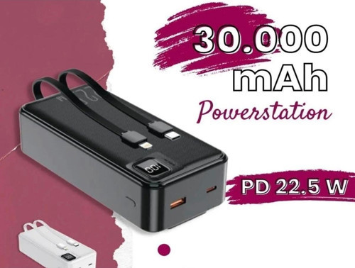Powerbank 30.000 Mah Yeni Nesil Kendinden Kablolu 22.5 W Ultra Hızlı Ve Güçlü Pd Qc 3.0