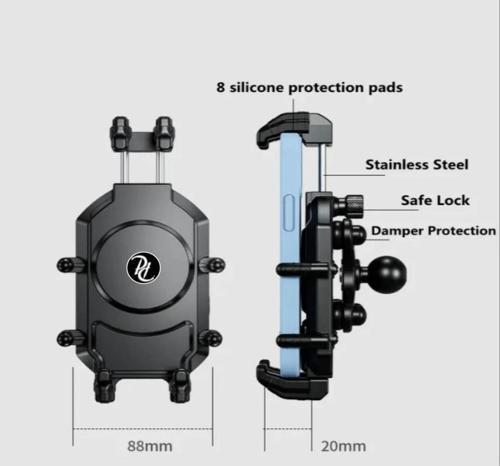 Motosiklet Bisiklet Telefon Tutucu Titreşim Önleyici Modüllü Metal Gövde Üst Kalite