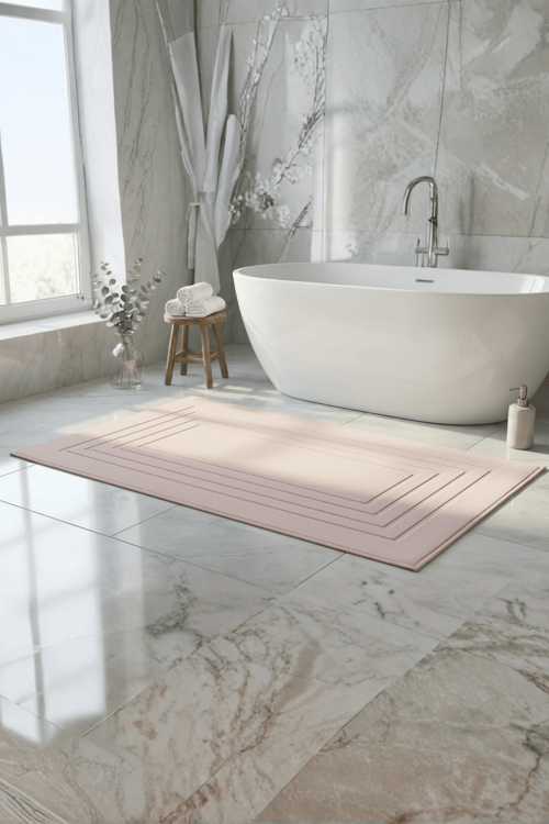 Alora Pudra Büyük Ayak Havlusu - 60x130 Cm , 690GR %100 Pamuk, Spa Ve Otel Banyo Paspası