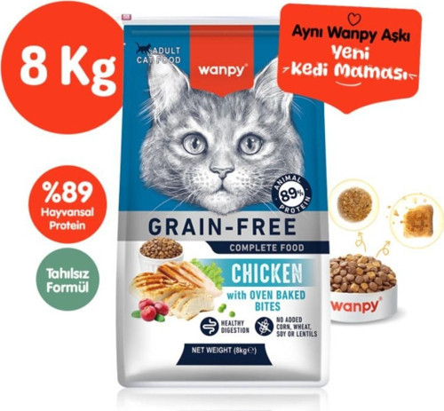 Tahılsız Adult Tavuklu Yetişkin Kedi Maması 8 Kg