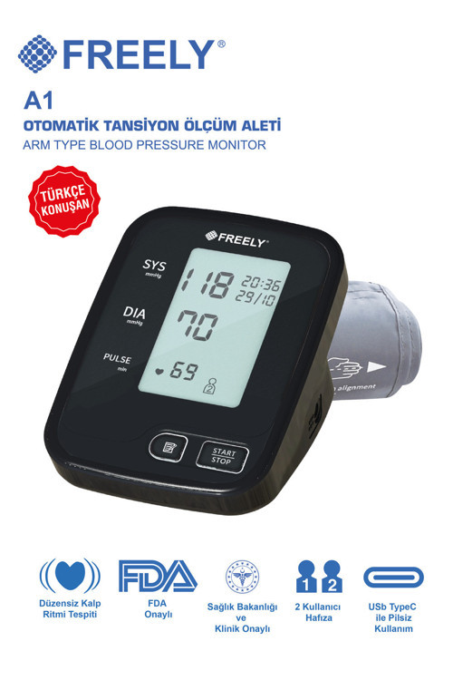 A1 Türkçe Konuşan Koldan Tam Otomatik Tansiyon Ölçüm Aleti
