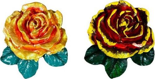 - Ayşe 7362 El Yapımı Minik 2'li Sarı- Turuncu Renk Gül Magnet - 6 x 7 cm
