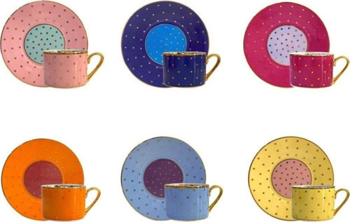 6 RENK PUANTİYELİ 6 KİŞİLİK TÜRK KAHVESİ FİNCANI