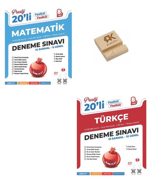 Nartest LGS 8. Sınıf Prestij Matematik ve Türkçe Denemeleri + Telefon Standı