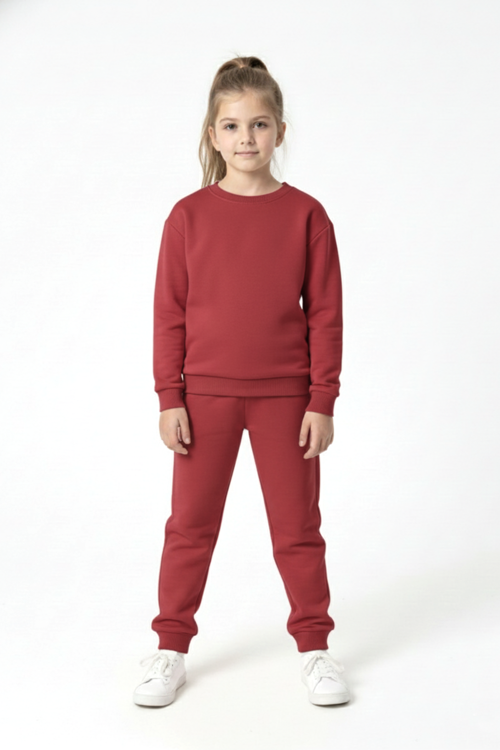 Basic Cepli Kız-Erkek Mevsimlik Çocuk Eşofman Takımı M00776 KOYU SOMON