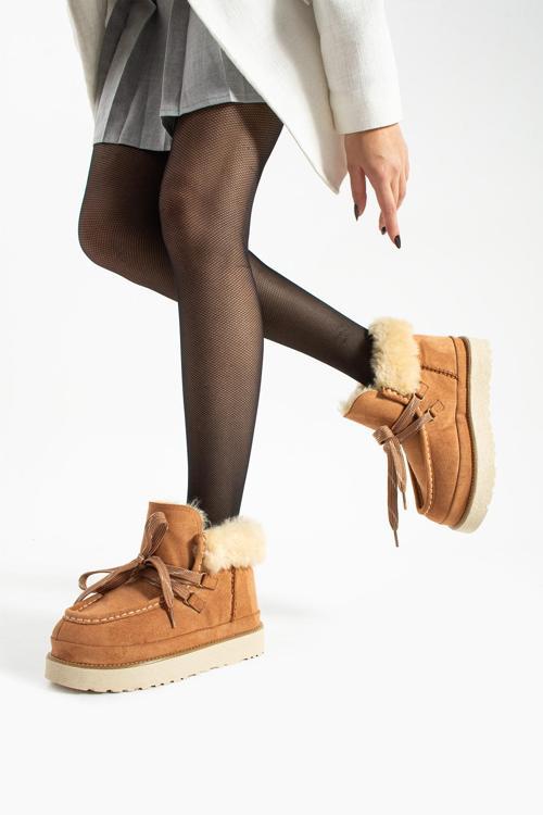 Süet Kışlık İçi Kürklü Kadın Taba Bot