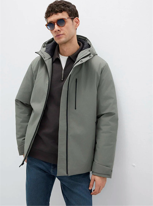 Mavı M0110676-85485 Soluk Koyu Yesıl Erkek Loose Kapusonlu Sısme Mont