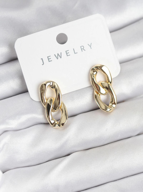 Pirinç Gold Renk Zincir Model Kadın Küpe