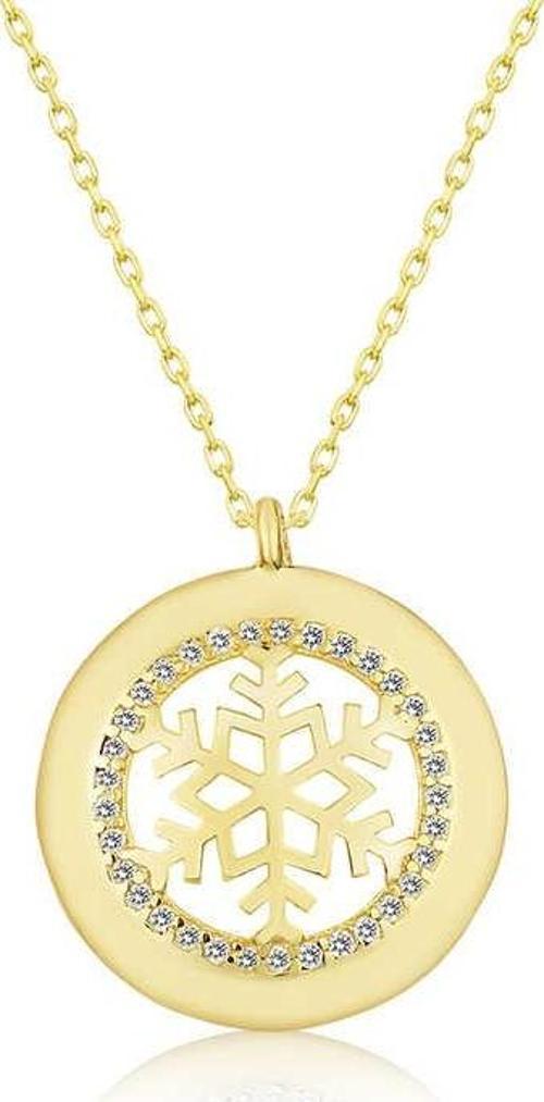 925 Ayar Gümüş Gold Kar Tanesi Kadın Gümüş Kolye