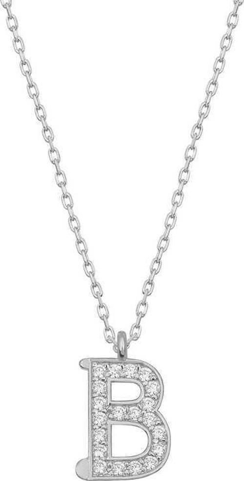 925 Ayar Gümüş Rodyum Kaplama B Harfi Kadın Gümüş Kolye