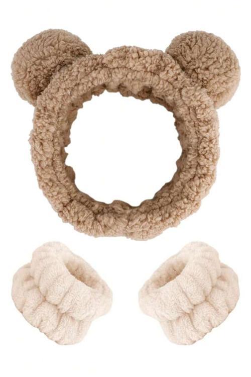 Peluş Ayıcık Bileklik + Makyaj Ve Banyo Bandı Seti