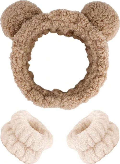 Peluş Ayıcık Bileklik + Makyaj Ve Banyo Bandı Seti