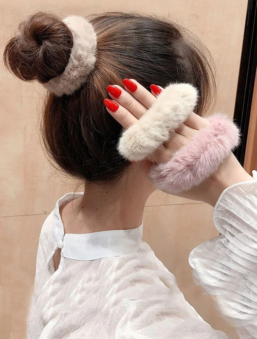 Kadın 3'lü Peluş Lastik Toka Seti