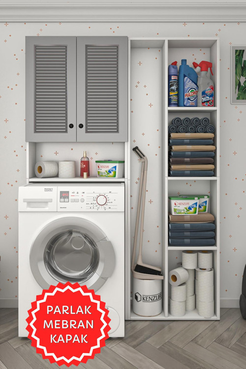 membran çamaşır makinesi dolabı veronikasüpürge gribyz panjur 180*126*20 mebran kapak MDF gövde arkalıksız rafl