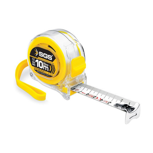 2063 25 mm x 10 m Şerit Metre Otomatik Kilitli Şeffaf Kasalı Çelik Şerit Metre