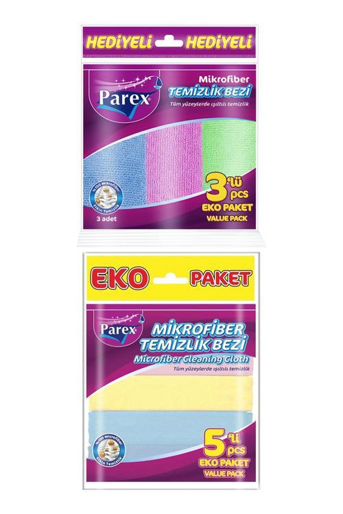 Mikrofiber Karışık Renkli Temizlik Bezi 5'li ve 3'lü Eko Paket
