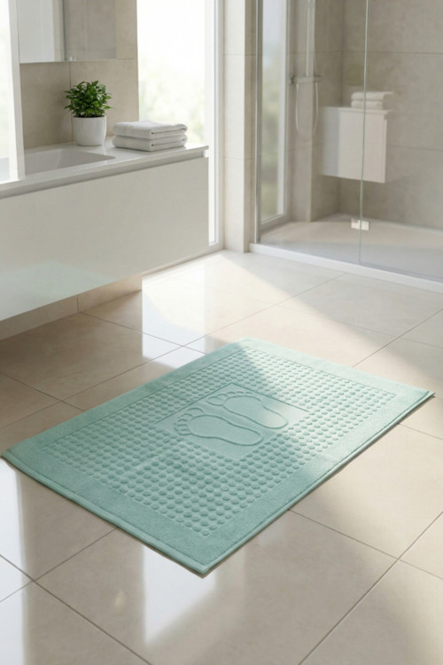 Mint Yeşili Zivra Ayak Havlusu - 50x70 Cm, 245 Gr, %100 Pamuk, Spa Ve Otel Banyo Paspası, Günlük Kullanıma