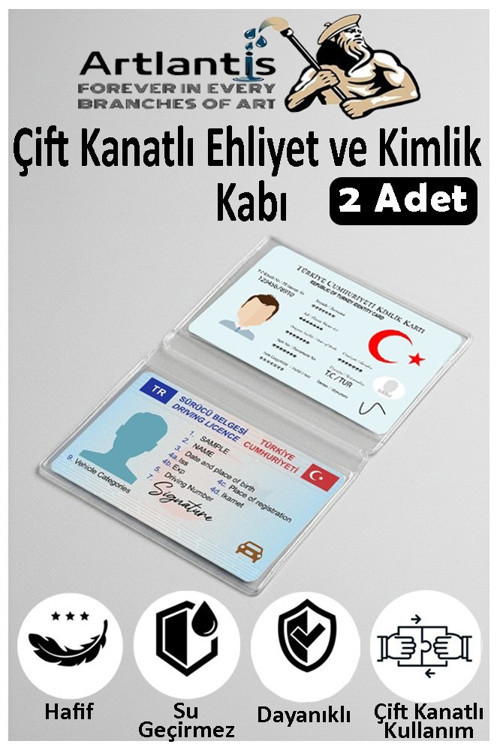 Çift Kanatlı Ehliyet Ve Kimlik Kabı 2 Adet Şeffaf İnce Kredi Kartı Kabı Ehliyet Kimlik Kılıfı Koruyucu Kılıf Şeffaf