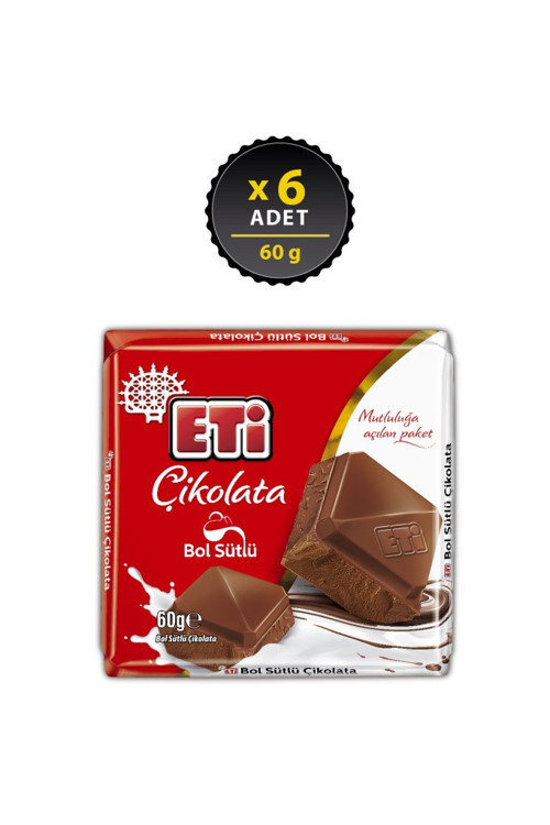 Çikolata Bol Sütlü Kare 60 g x 6 Adet