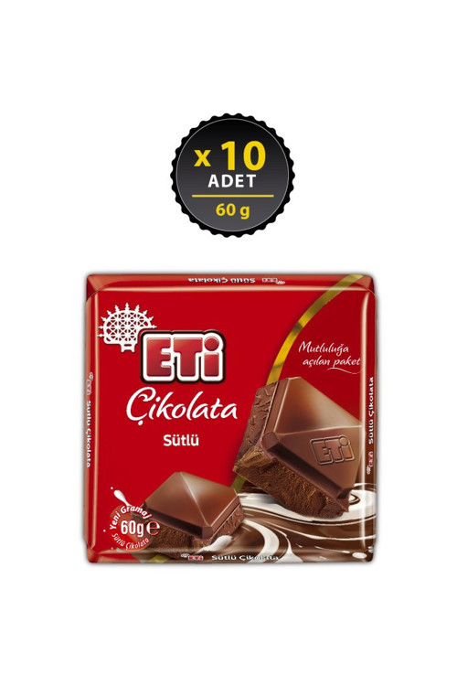 Çikolata Sütlü Kare 60 g x 10 Adet