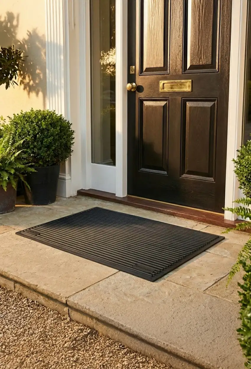 Kaymaz Taban Kauçuk Dış Mekan Paspası, Kauçuk Kapı Önü Paspası 60x80 cm Channel Mat