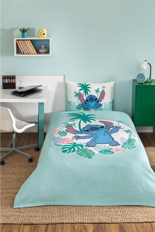 Stitch Summer Tek Kişilik Disney Lisanslı Lastikli Çarşaf Çocuk Nevresim Takımı