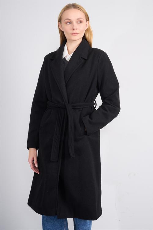 Çetinkaya Fithit 5319 Kadın Loose Fit Kaşe Kaban Siyah