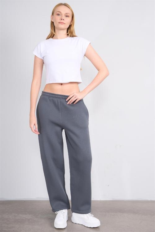 Çetinkaya Fithit 7633 Kadın 3 İplik Dar Paça Eşofman Alt Koyu Gri