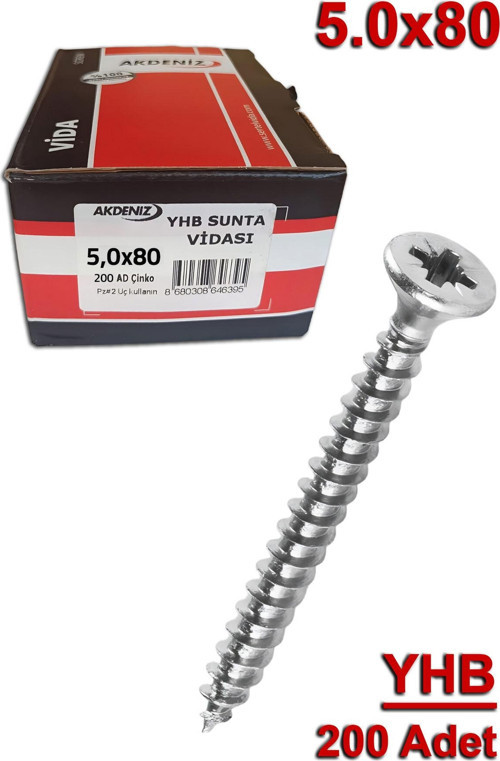 Akdeniz Sunta Vidası 5.0X80 (200 Adet)