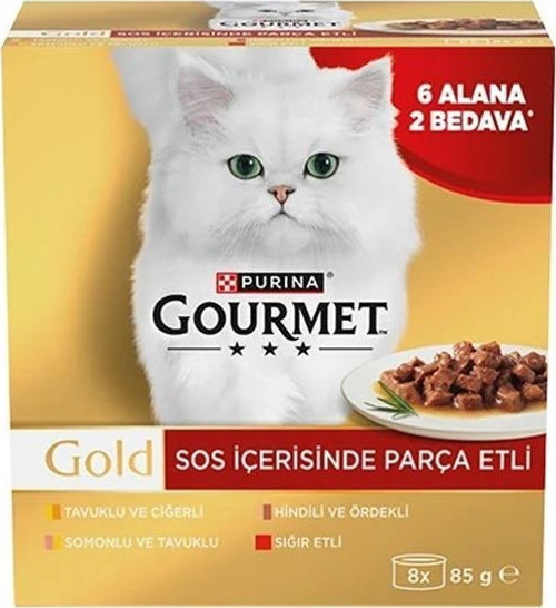 Gold Parça Etli Mix Seri Kedi Konservesi 6 Adet x 85 Gr