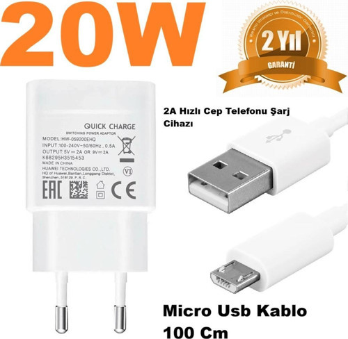 20W 2A Micro USB Tüm Cep Telefonlarını Hızlı Şarj Eder (2 YIL İTHALATÇI GARANTİLİ)
