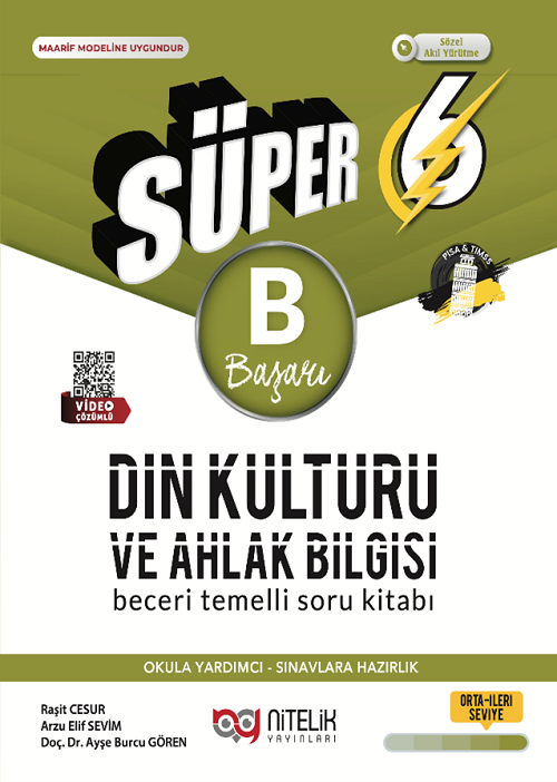 Nitelik 6. Sınıf Din Kültürü ve Ahlak Bilgisi Süper B Başarı Soru Kitabı Nitelik Yayınları