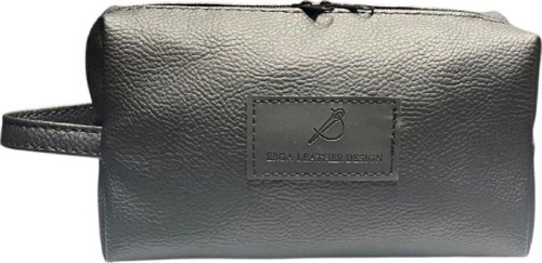 Siyah Deri Portföy Clutch Erkek Traş Kozmetik Bakım Ve Günlük El Çantası