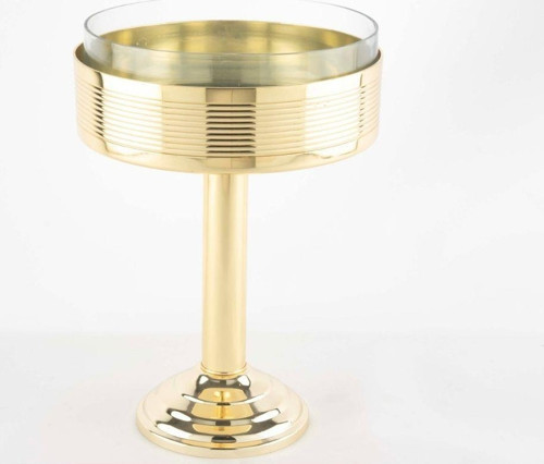 Gold Cam Ayaklı Meyve Kasesi 21x30cm