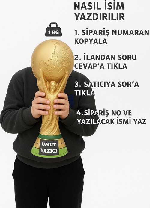 36 CM Fifa World Cup İsim Yazdırılan Dünya Kupası Kişiye Özel Yılbaşı Hediyesi (1,5 KG )