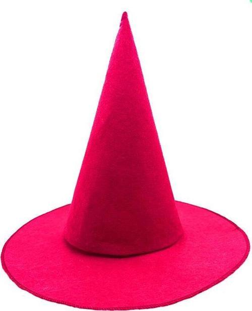 Pembe Fuşya Renk Keçe Cadı Şapkası Yetişkin Çocuk Uyumlu 35X38 cm
