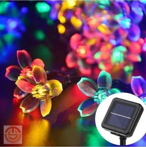 Solar 50 Ledli Çiçekli RGB Bahçe Aydınlatma Dekorasyon Güneş Enerjili