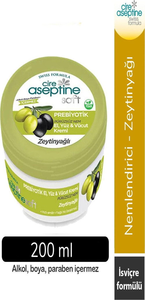 Cire Aseptine Soft Zeytinyağlı Nemlendirici Pürüzsüzleştirici Prebiyotikli Krem 200 ml