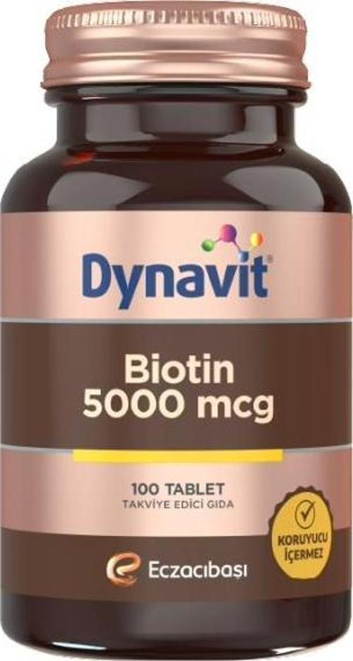 Dynavit Biotin İçeren Takviye Edici Gıda 5000 Mcg 100 Tablet
