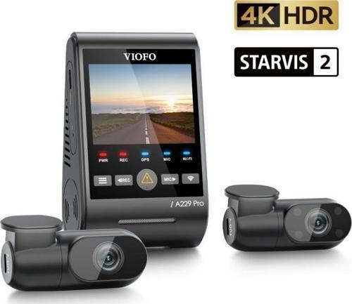 A229 Pro 3 Kameralı Ön-İç-Arka 4K+2K+1080P HDR Sony Starvis 2 WiFi GPS’li Araç Kamerası