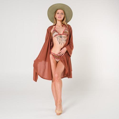 Mona Kadın Kruvaze Pul Baskılı Plaj Elbisesi