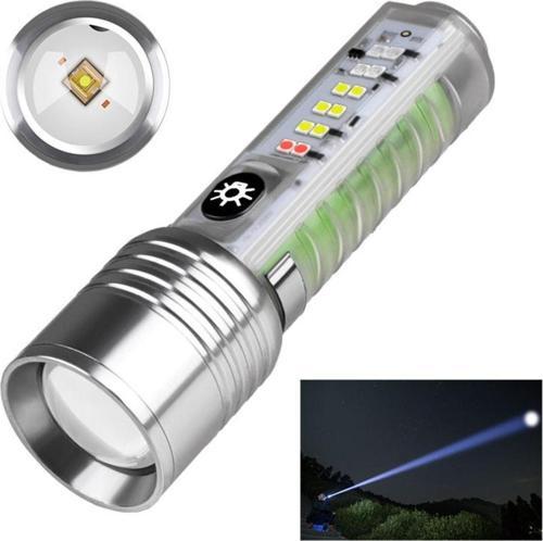 Profesyonel Tg Led 30W Güçlü 8 Modlu Type-C 3000 Lümen Polis Çakarlı Şarjlı El Feneri