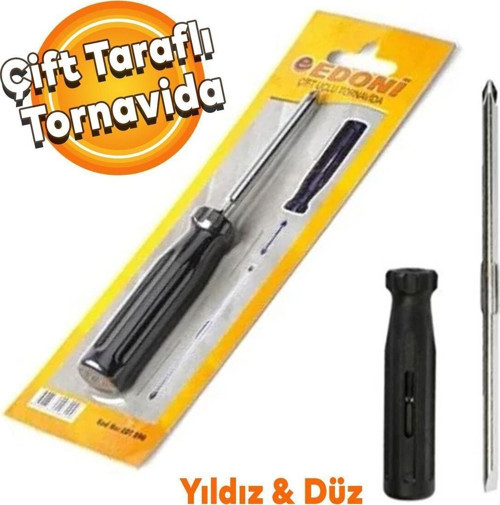 Edoni Edt890 Çift Uçlu Tornavida Yıldız+Düz Değişken Uçlu 15 Cm