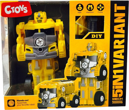 Söküp Takılabilen Robota Dönüşen Kepçe İş Makinesi Sök-Tak Robot Eğitici ve Eğlendirici Oyuncak